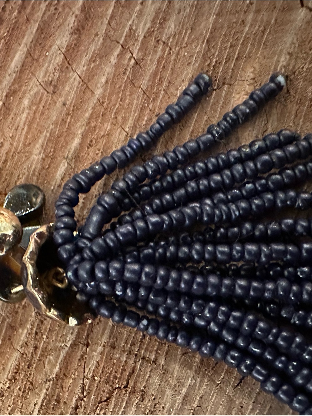 Navy Beaded Tassel Earrings